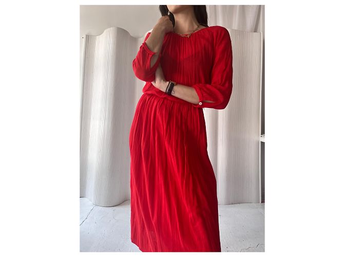 Vanessa Bruno Athe Rotes durchscheinendes Bluson-Kleid - Ansicht 5