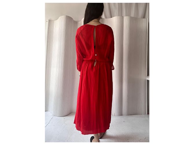 Vanessa Bruno Athe Rotes durchscheinendes Bluson-Kleid - Ansicht 7