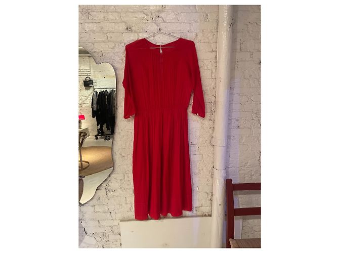 Vanessa Bruno Athe Rotes durchscheinendes Bluson-Kleid - Ansicht 8