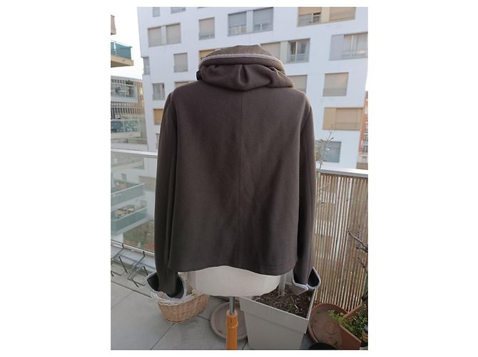 Chaqueta Armani Collezioni marrón de lana con capucha Castaño - vista 10
