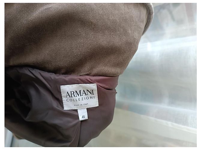 Chaqueta Armani Collezioni marrón de lana con capucha Castaño - vista 13