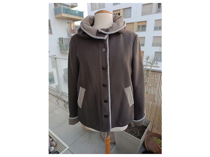 Chaqueta Armani Collezioni marrón de lana con capucha Castaño - vista 2