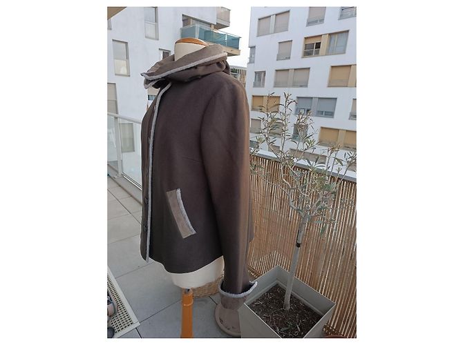 Chaqueta Armani Collezioni marrón de lana con capucha Castaño - vista 6