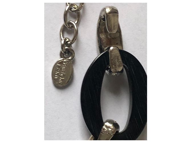 Collana Sonia Rykiel con strass Swarovski e resina nera Silver hardware - vista 4