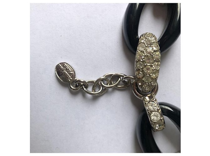 Collana Sonia Rykiel con strass Swarovski e resina nera Silver hardware - vista 5