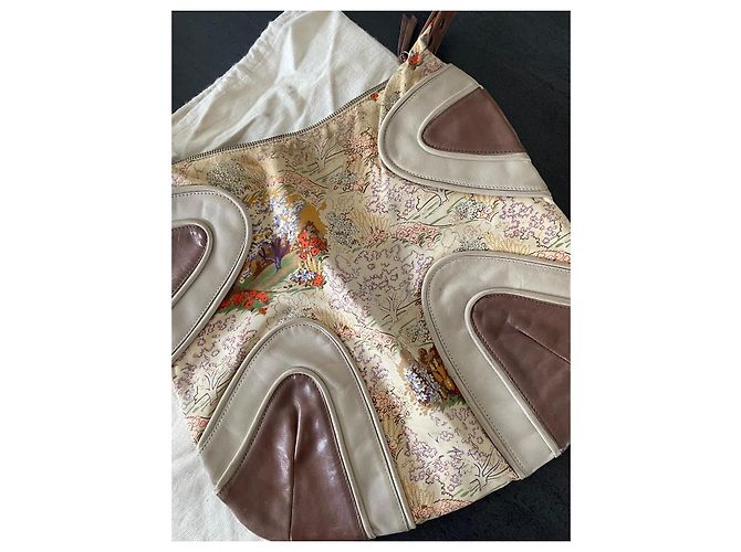 Borsa a spalla Paul & Joe Beige Marrone Pelle Tessuto - vista 2