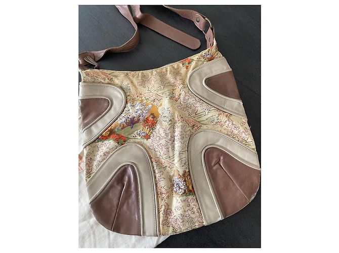 Borsa a spalla Paul & Joe Beige Marrone Pelle Tessuto - vista 3
