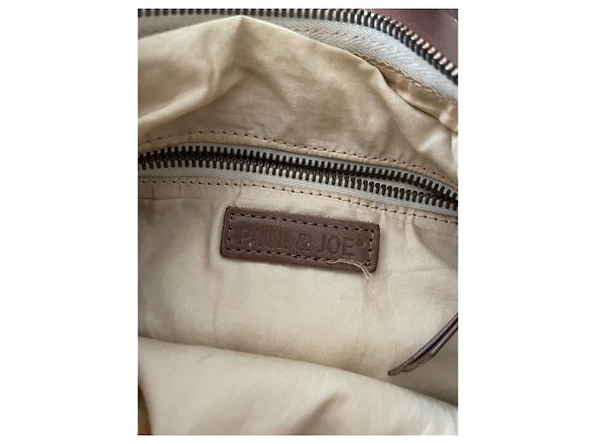 Borsa a spalla Paul & Joe Beige Marrone Pelle Tessuto - vista 4