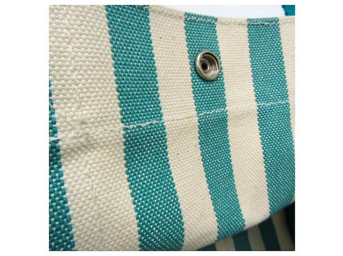 Hermès Bolsa tote de lona feminina Hermes Cannes Verde Fora de branco - vista 14