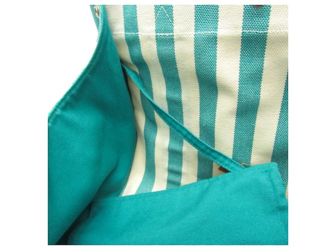 Hermès Bolsa tote de lona feminina Hermes Cannes Verde Fora de branco - vista 15