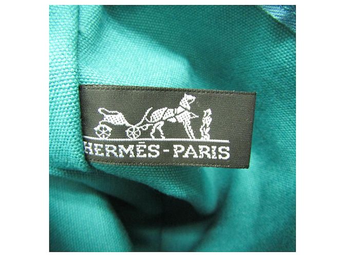 Hermès Bolsa tote de lona feminina Hermes Cannes Verde Fora de branco - vista 16