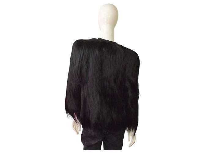 Autre Marque Schwarze Langhaar Felljacke - Ansicht 2