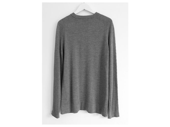 Grauer feiner Strickpullover mit Besatz von Balenciaga - Ansicht 3