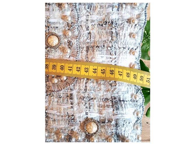 Blazer Dolce & Gabbana de tweed blanco con perlas - vista 13
