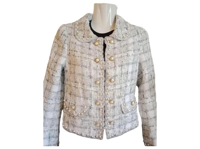 Blazer Dolce & Gabbana de tweed blanco con perlas - vista 2