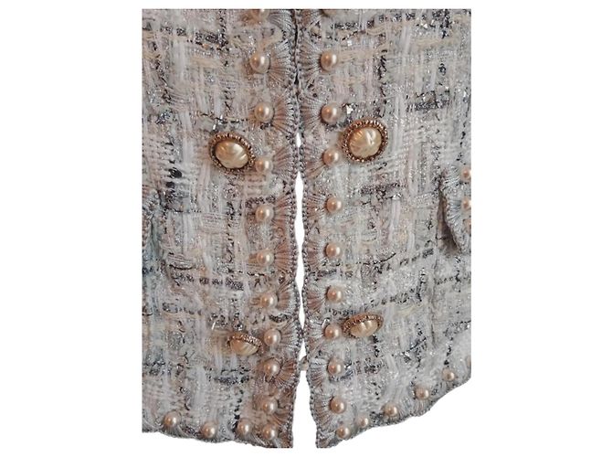Blazer Dolce & Gabbana de tweed blanco con perlas - vista 4