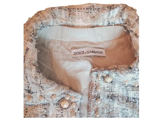 Blazer Dolce & Gabbana de tweed blanco con perlas - vista 5