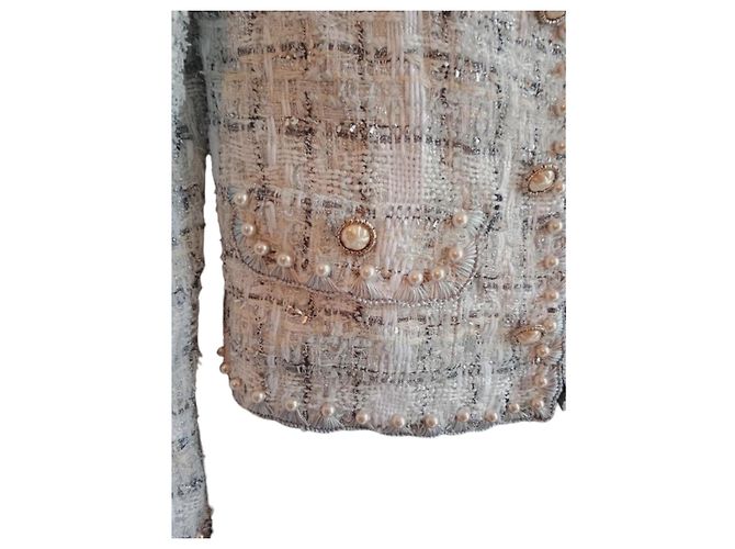 Blazer Dolce & Gabbana de tweed blanco con perlas - vista 7