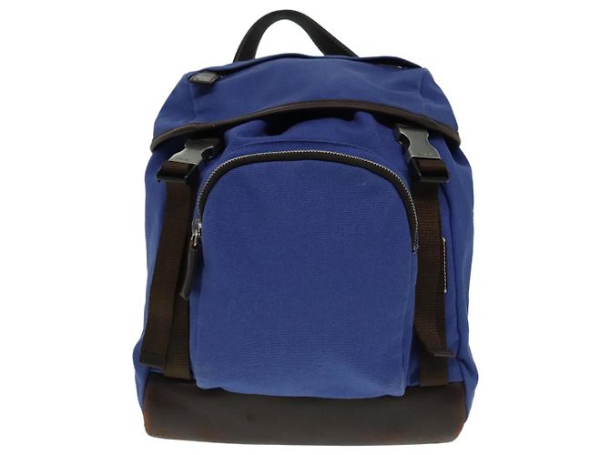 PRADA Backpack Canvas Blue Auth 88293 - view 13