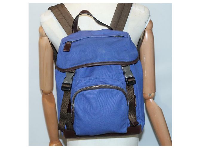 PRADA Backpack Canvas Blue Auth 88293 - view 33
