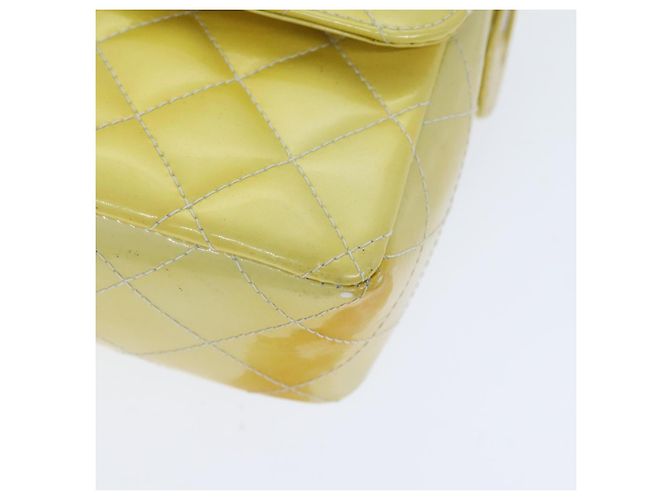 CHANEL Matelassé Rucksack Lackleder Gelb Silber CC Auth 89374 - Ansicht 15