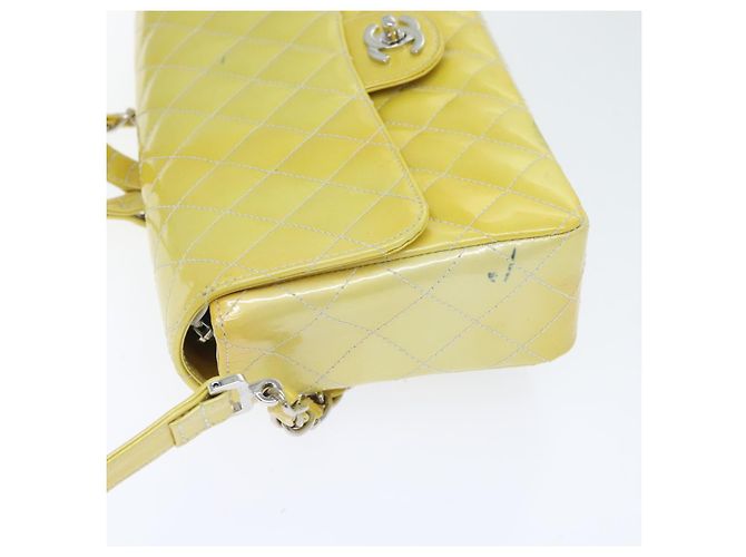 CHANEL Matelassé Rucksack Lackleder Gelb Silber CC Auth 89374 - Ansicht 4