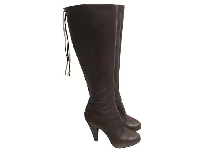 Alaïa Botas ALAIA T.EU 35 Cuero Castaño - vista 7