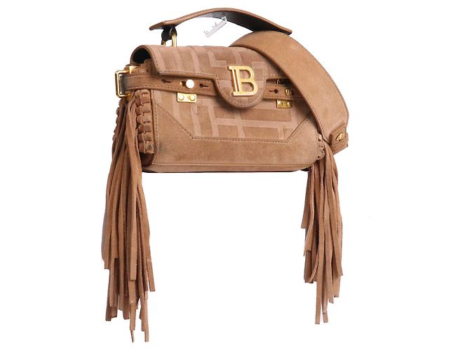 BALMAIN - Borsa a spalla Balmain B-Buzz 22 in suede marrone - vista 2