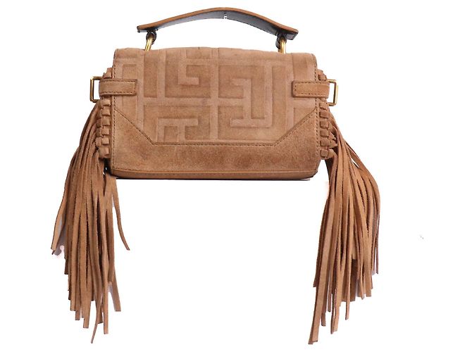 BALMAIN - Borsa a spalla Balmain B-Buzz 22 in suede marrone - vista 3