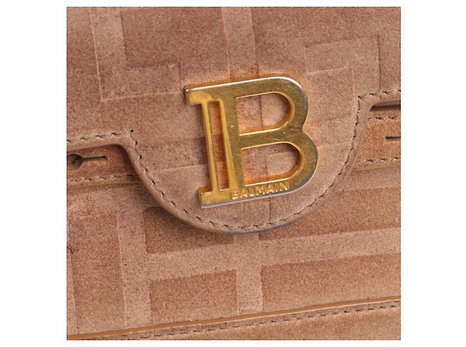 BALMAIN - Borsa a spalla Balmain B-Buzz 22 in suede marrone - vista 7