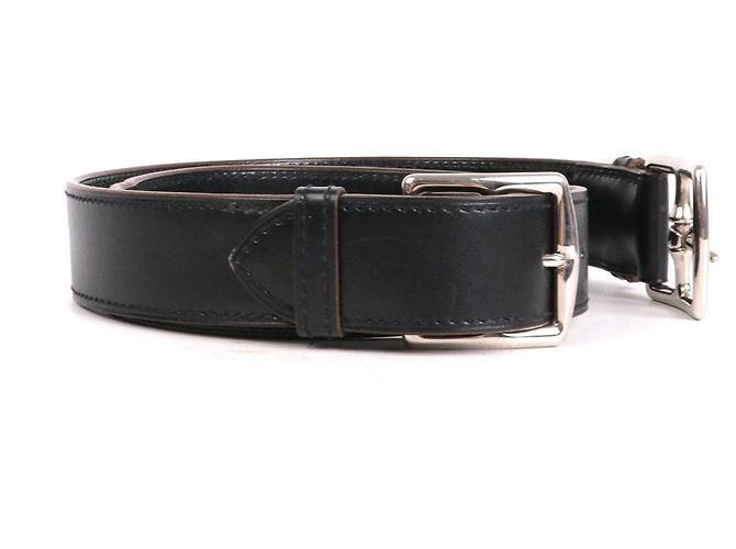 HERMÈS - Hermès Etrivière Gürtel aus schwarzem Leder (Größe 75) - Ansicht 2