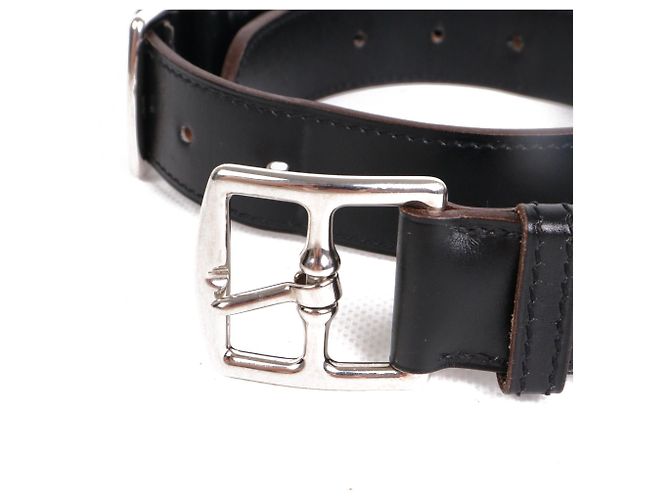 HERMÈS - Hermès Etrivière Gürtel aus schwarzem Leder (Größe 75) - Ansicht 3