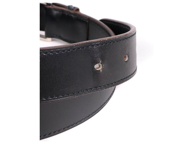 HERMÈS - Hermès Etrivière Gürtel aus schwarzem Leder (Größe 75) - Ansicht 5
