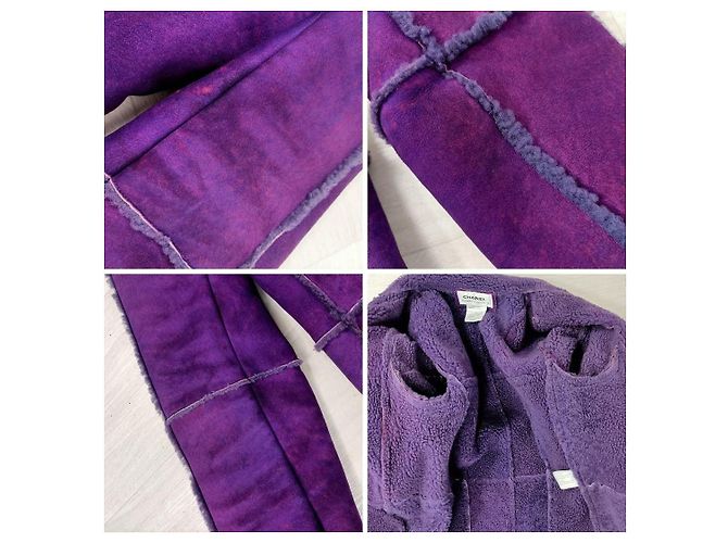 Giacca Chanel in pelle scamosciata e lana viola Viola scuro - vista 11
