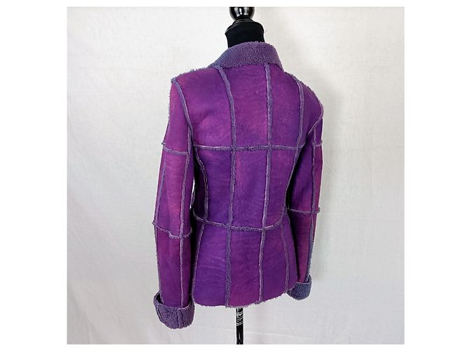 Giacca Chanel in pelle scamosciata e lana viola Viola scuro - vista 2