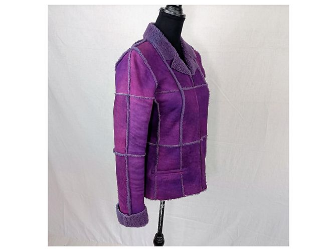 Giacca Chanel in pelle scamosciata e lana viola Viola scuro - vista 3