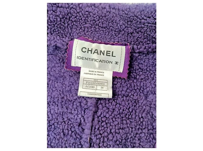 Giacca Chanel in pelle scamosciata e lana viola Viola scuro - vista 4