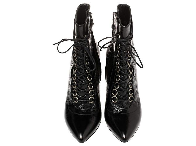 Saint Laurent Stivali Fetish 105 in pelle nera lucida Nero - vista 5