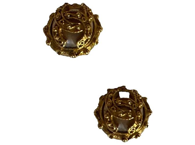 Chanel Orecchini vintage CC in perla finta 1994 Gold hardware - vista 5