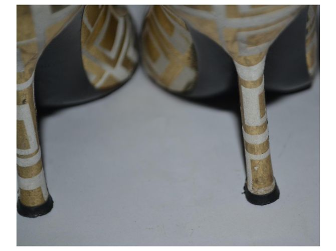 Gianni Versace High Heels Weiß und Gold Leder Größe 38 Golden - Ansicht 5