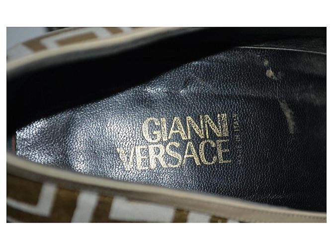 Gianni Versace High Heels Weiß und Gold Leder Größe 38 Golden - Ansicht 7