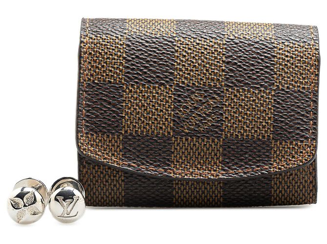 Gemelli in argento Louis Vuitton e astuccio per gemelli Damier Ebene - vista 6