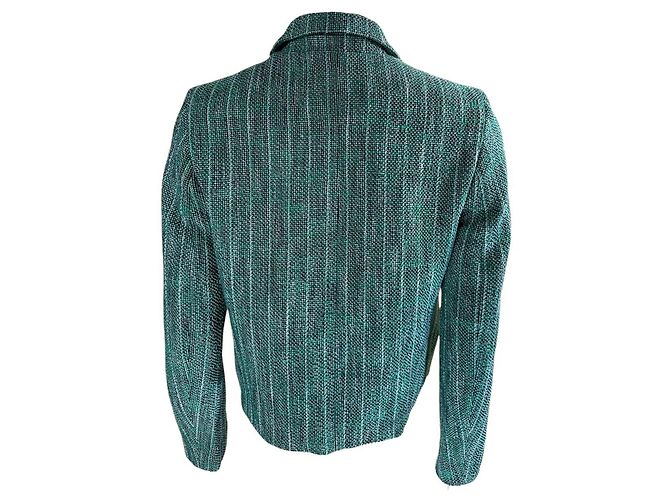 Sandro Green Tweed Blazer Jacket with Sequin Parrot - view 2