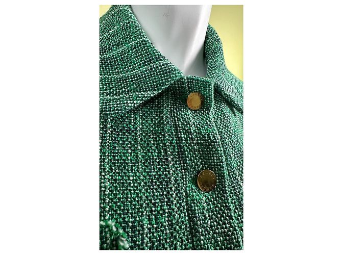 Sandro Green Tweed Blazer Jacket with Sequin Parrot - view 4