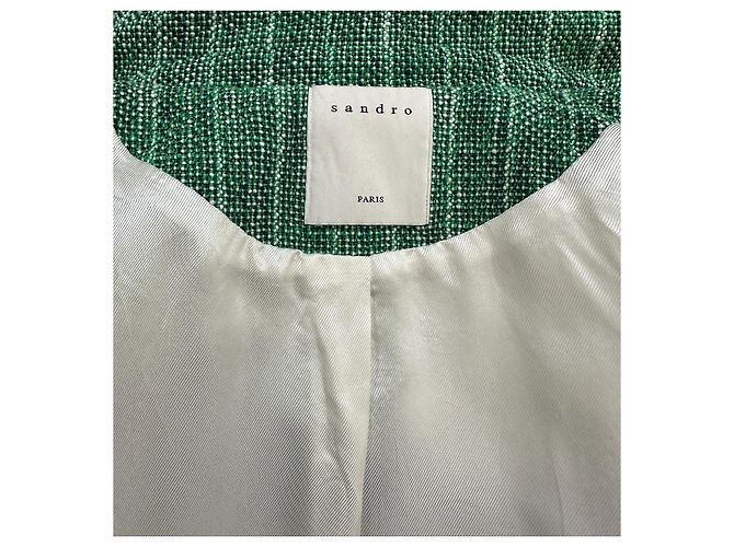 Sandro Green Tweed Blazer Jacket with Sequin Parrot - view 5