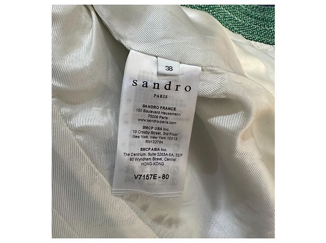 Sandro Green Tweed Blazer Jacket with Sequin Parrot - view 6