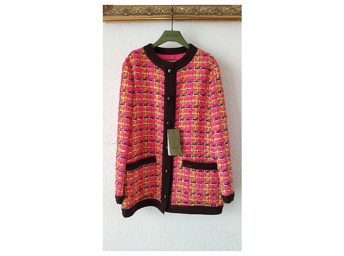 JAQUETA GUCCI EM TWEED DE ALGODÃO E LÃ. Multicor - vista 2