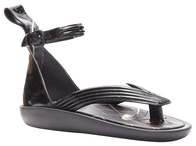 Louis Vuitton Desert Dream Leder Geta Zehentrenner Sandalen Schwarz - Ansicht 2