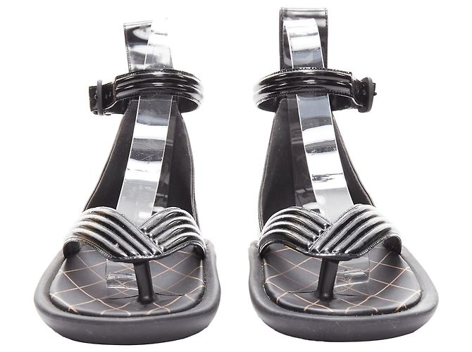 Louis Vuitton Desert Dream Leder Geta Zehentrenner Sandalen Schwarz - Ansicht 3