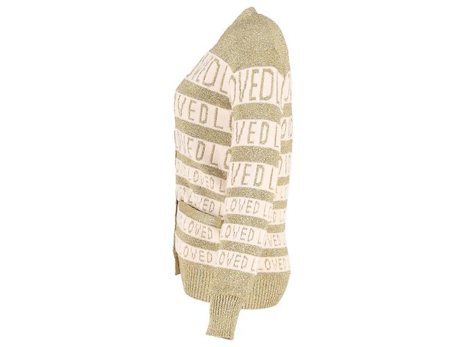 Gucci Loved Oversized Lurex-Cardigan aus goldener Wolle Metallisch - Ansicht 2